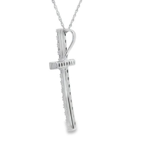 .50ct Diamond Cross Religious Pendant 14KT White Gold
