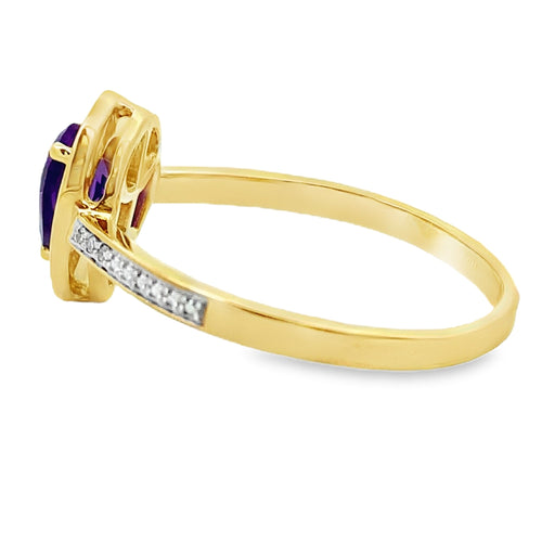 .42ct Amethyst Diamond Ring 10KT Yellow Gold