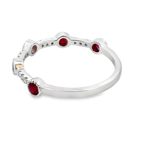 .46ct Ruby Diamond stackable band set 14KT White Gold