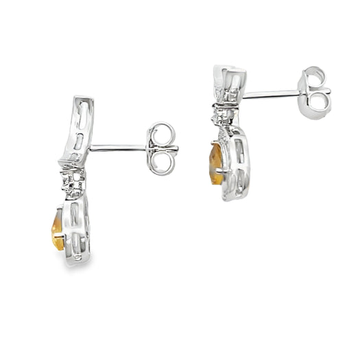 .48ct Citrine Diamond Dangle Earrings 10KT White Gold
