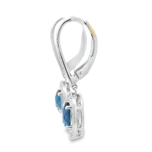 .89ct London Blue Topaz Dangle Earrings 10KT White Gold