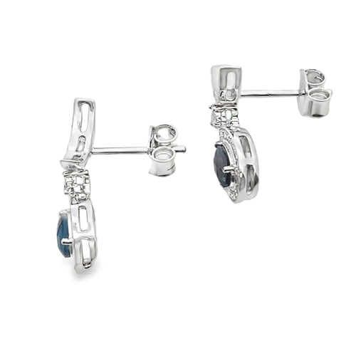 .59ct London Blue Topaz Dangle Earrings 10KT White Gold