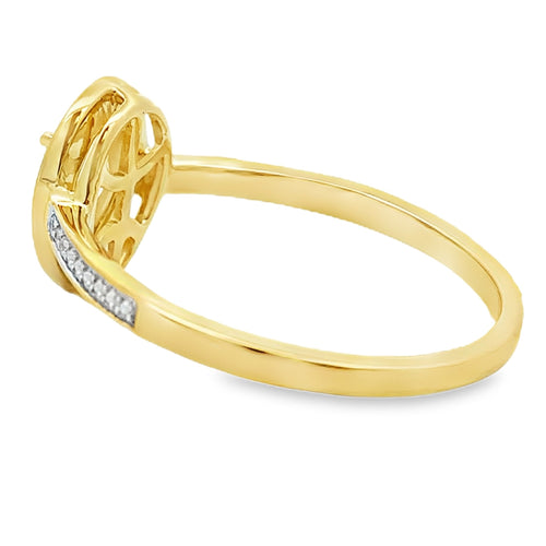 .44ct Rose Quartz Diamond Ring 10KT Yellow Gold