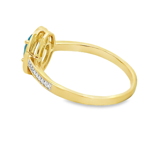 .49ct Blue Topaz Diamond Ring 10KT Yellow Gold