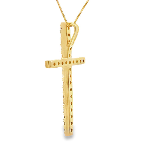 .38ct Diamond Cross Religious Pendant 14KT Yellow Gold