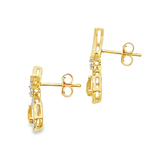 .48ct Citrine Diamond Dangle Earrings 10KT Yellow Gold