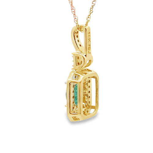 .58ct Emerald Diamond Fashion Pendants 10KT Yellow Gold