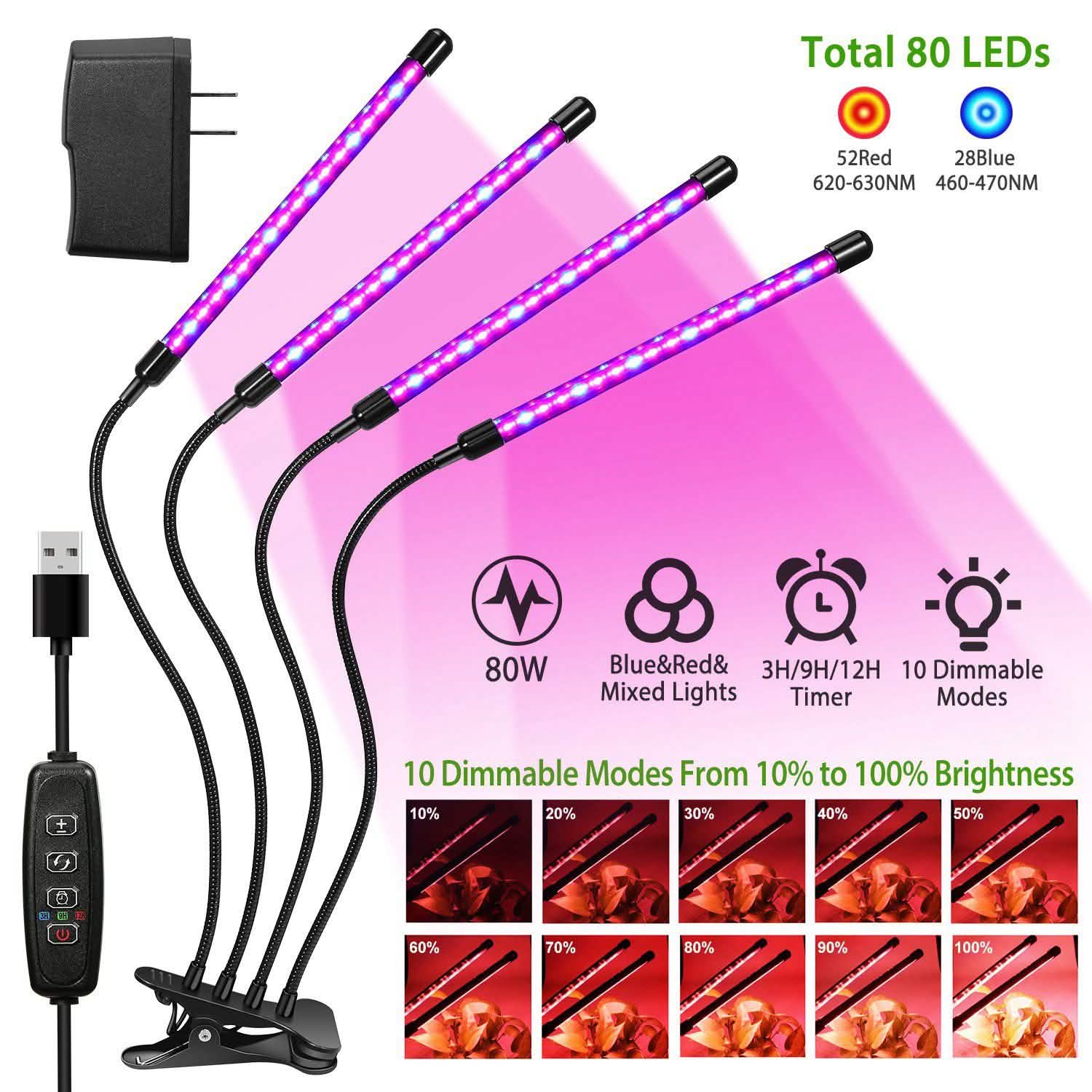 iMounTEK 80W 80 LEDs Lampes de croissance pour plantes