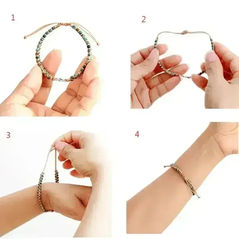 Bracelet en Jaspe Impérial – Jaspe Rouge Ancrage | Macramé Breloque Cœur