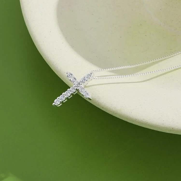 INALIS - Collier en Argent Sterling 925 avec Croix Classique et Oxyde de Zirconium