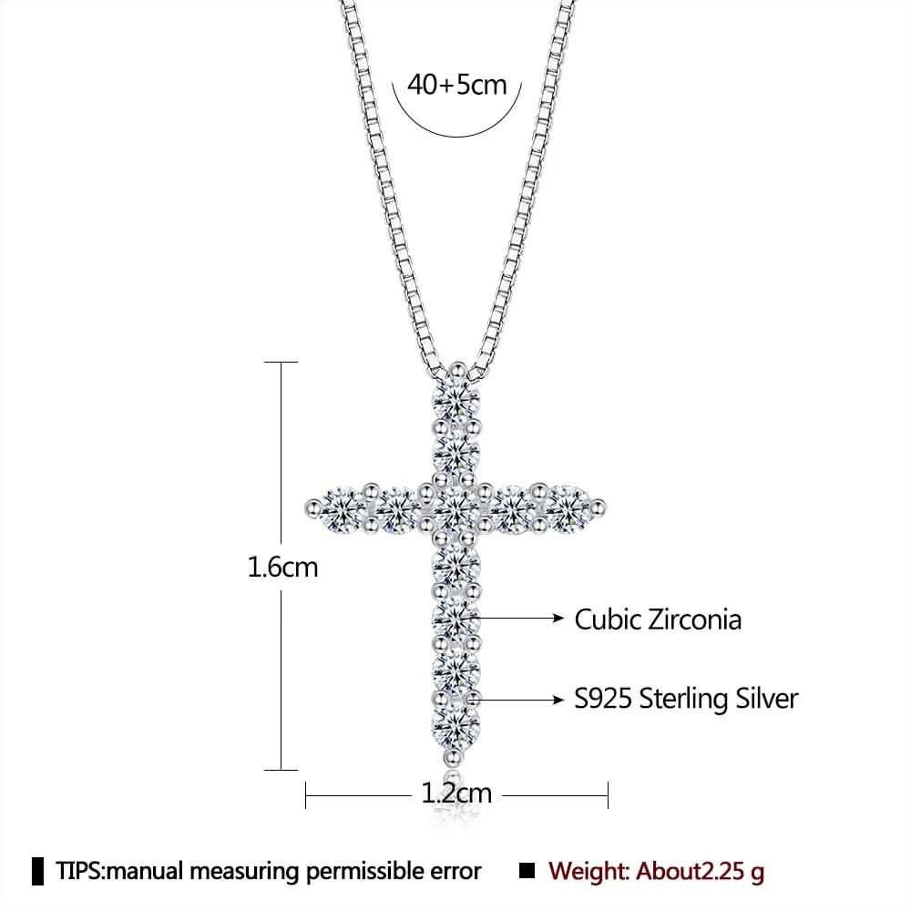 INALIS - Collier en Argent Sterling 925 avec Croix Classique et Oxyde de Zirconium