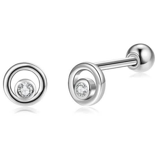 Boucles d'oreilles clous en argent fin INALIS, serties d'oxydes de zirconium transparents, petites boucles d'oreilles étoile