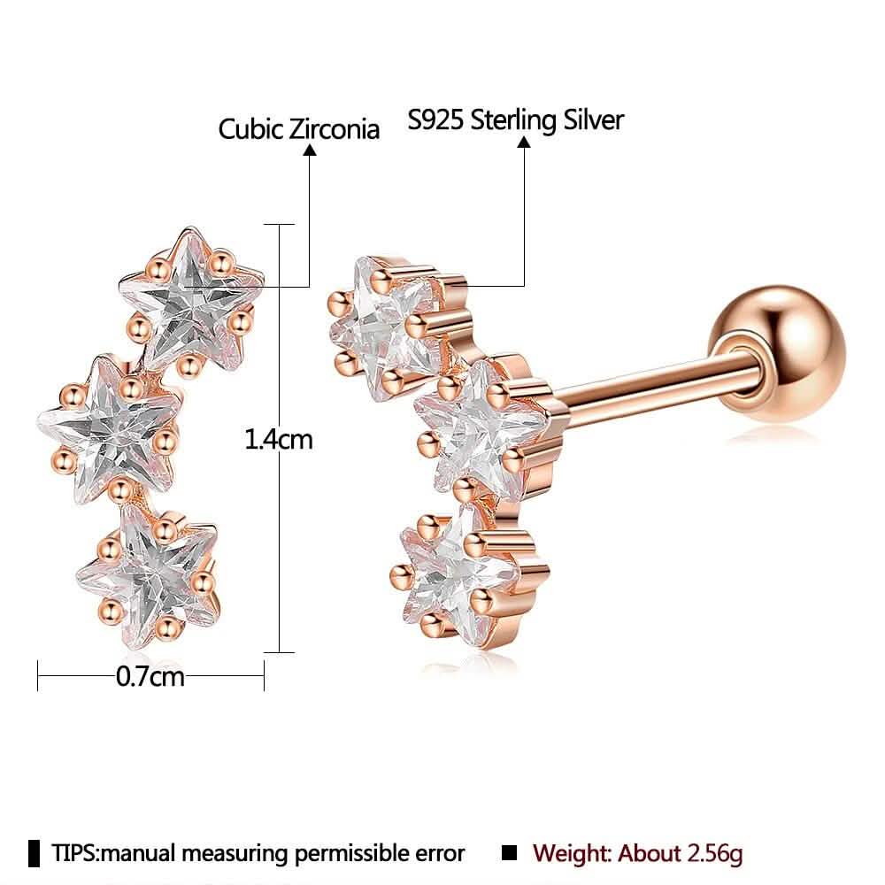 Boucles d'oreilles clous en argent sterling 925 Étoile Romantique INALIS