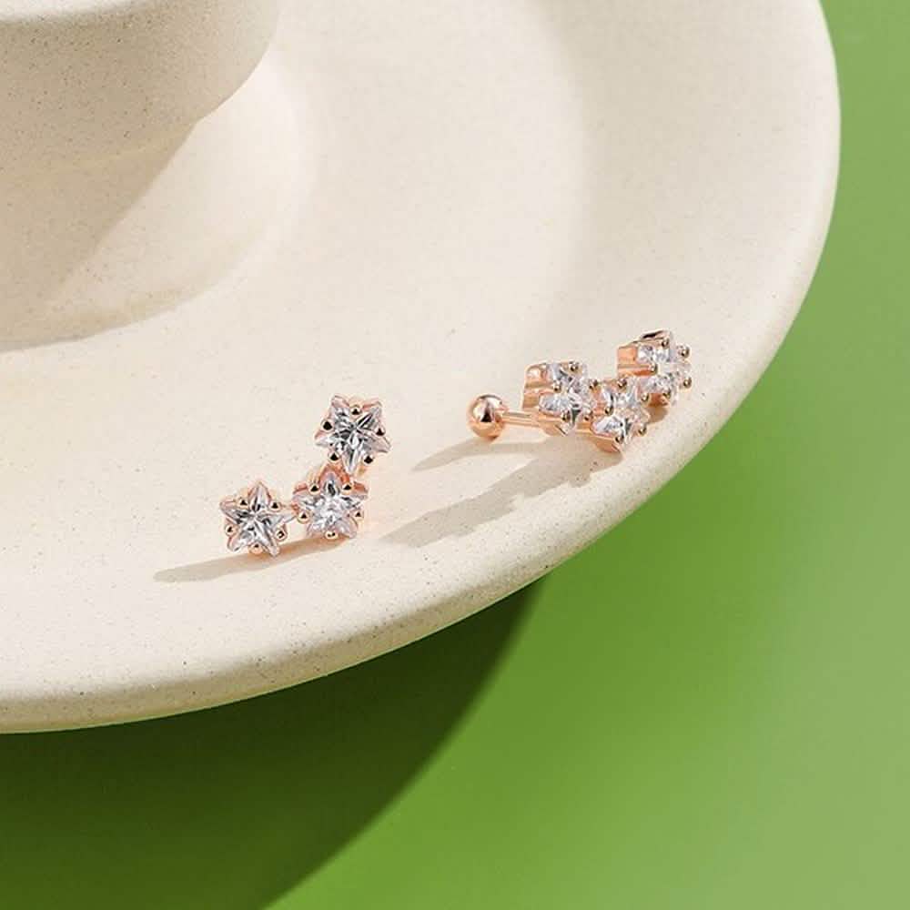 Boucles d'oreilles clous en argent sterling 925 Étoile Romantique INALIS