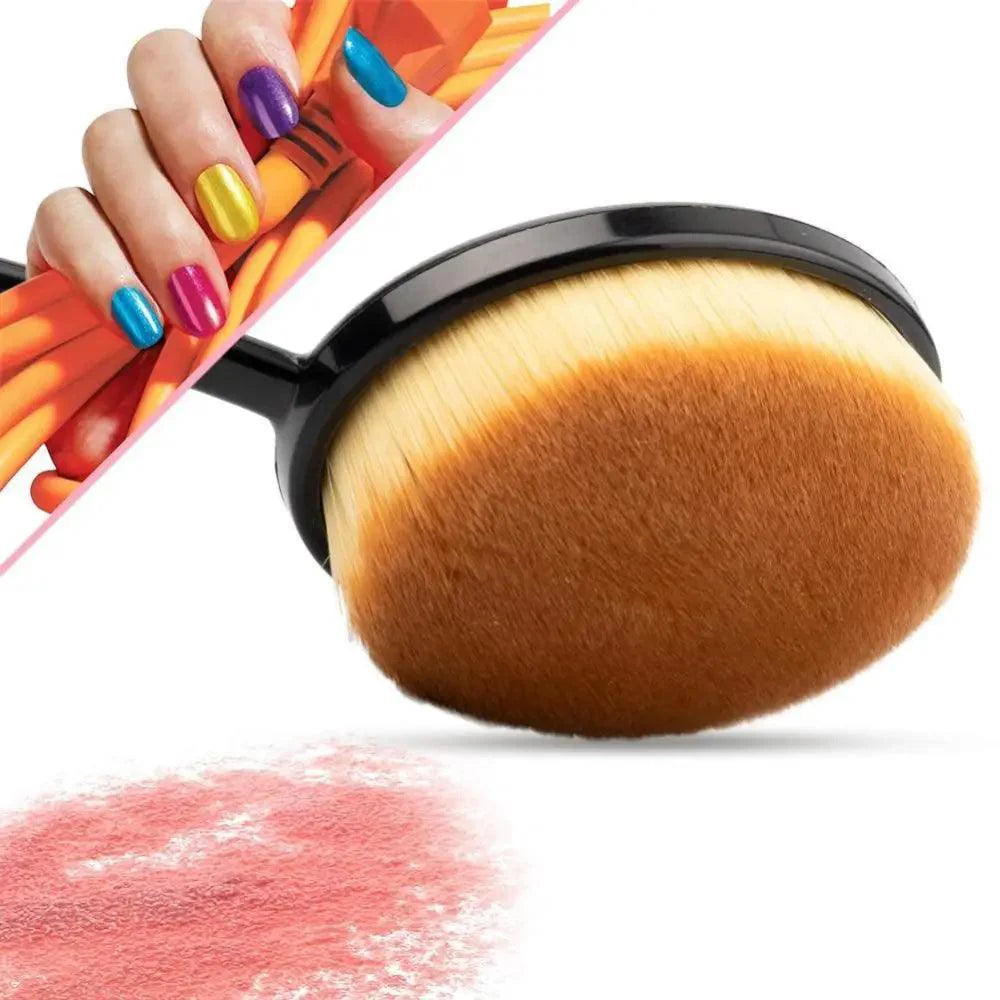 Incroyables 5 pinceaux de maquillage ovales portables en forme de brosse à dents, poils en nylon, pour cosmétiques, fard à joues, fond de teint, estompage, outil de maquillage