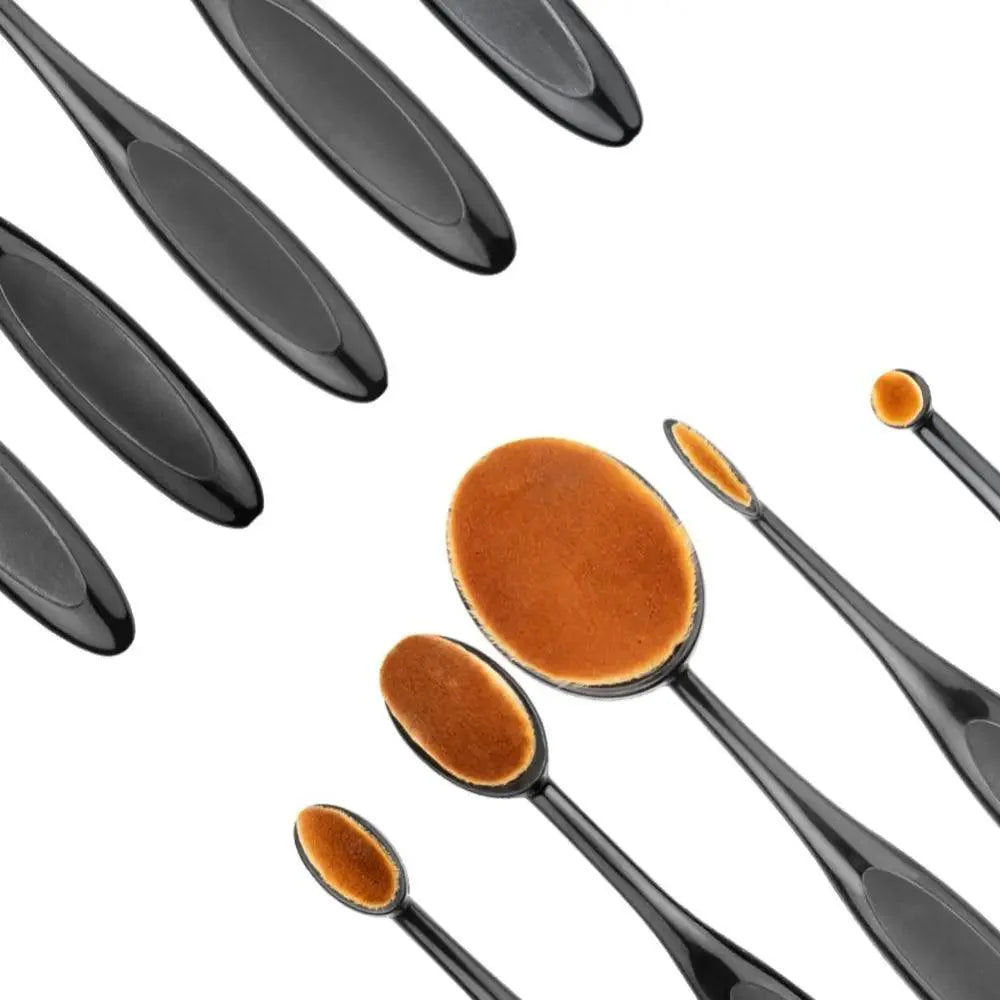 Incroyables 5 pinceaux de maquillage ovales portables en forme de brosse à dents, poils en nylon, pour cosmétiques, fard à joues, fond de teint, estompage, outil de maquillage