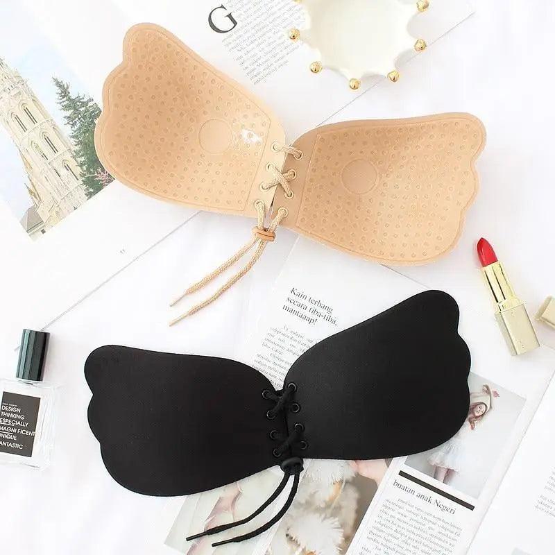 Soutien-gorge invisible sans bretelles incroyable Soutien-gorge push-up sans couture en silicone pour femme Lingerie noire à cordon Bralette