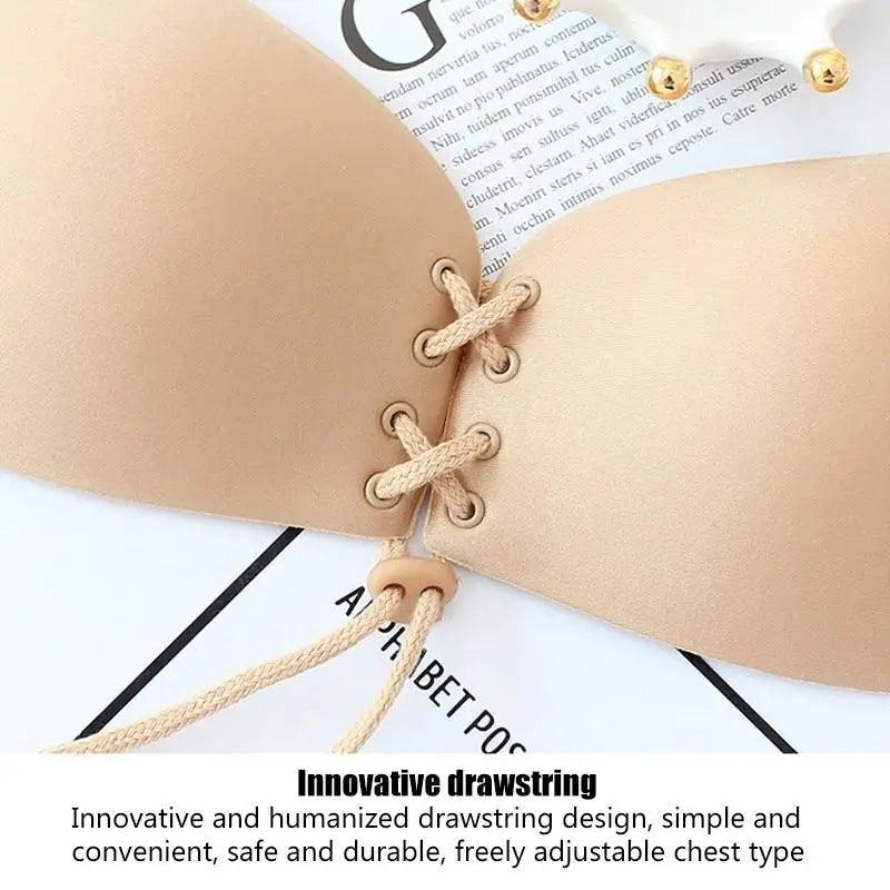 Soutien-gorge invisible sans bretelles incroyable Soutien-gorge push-up sans couture en silicone pour femme Lingerie noire à cordon Bralette