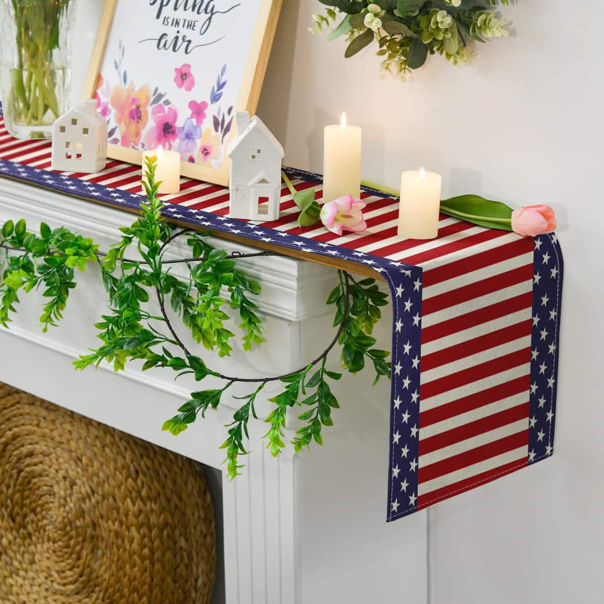 Guirlande de table en lin et toile de jute pour le Jour de l'Indépendance