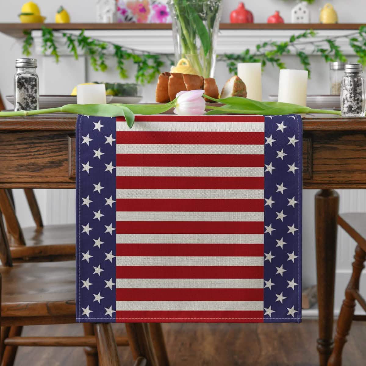Guirlande de table en lin et toile de jute pour le Jour de l'Indépendance