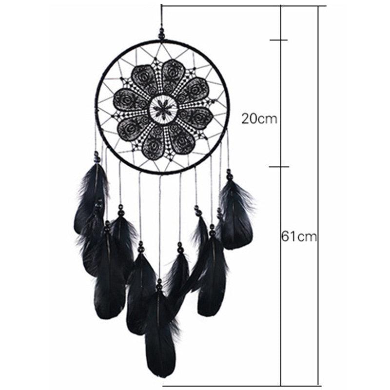 Attrape-rêves de style indien Carillons éoliens faits à la main Pendentif suspendu Attrape-rêves pour chambre à coucher Décorations murales Fleurs en plumes Attrape-rêves pour filles Enfants Crèche Décoration murale Cadeau de festival