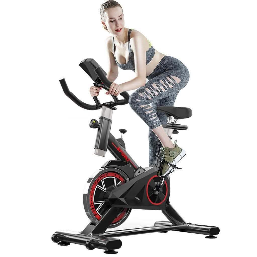 Vélo d'appartement de cyclisme en salle avec entraînement par courroie et moniteur LCD