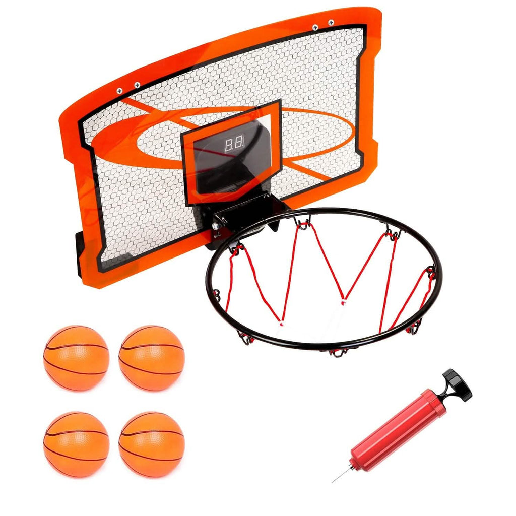 Mini panier de basket d'intérieur avec 4 ballons gonflables et marqueur sonore électrique