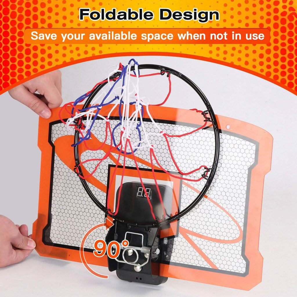 Mini panier de basket d'intérieur avec 4 ballons gonflables et marqueur sonore électrique