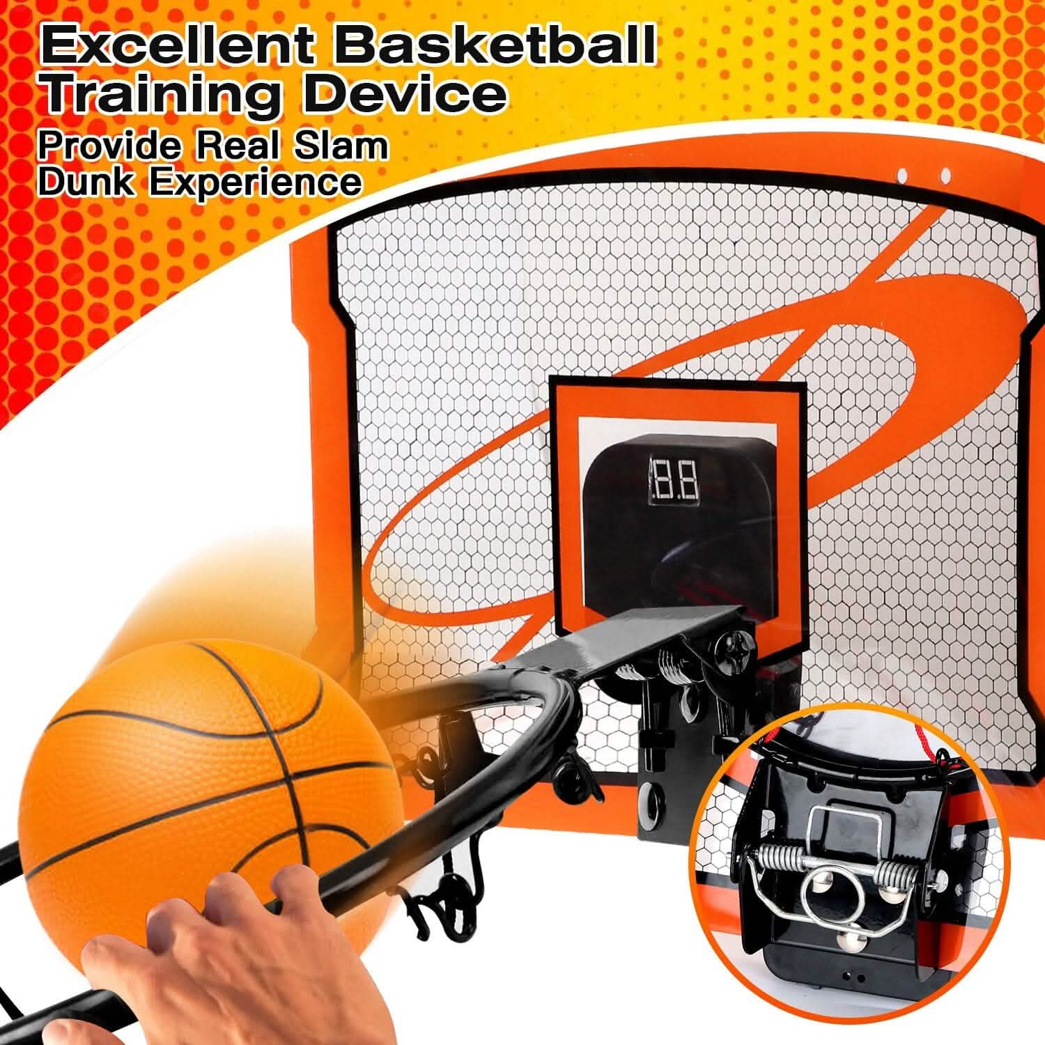 Mini panier de basket d'intérieur avec 4 ballons gonflables et marqueur sonore électrique