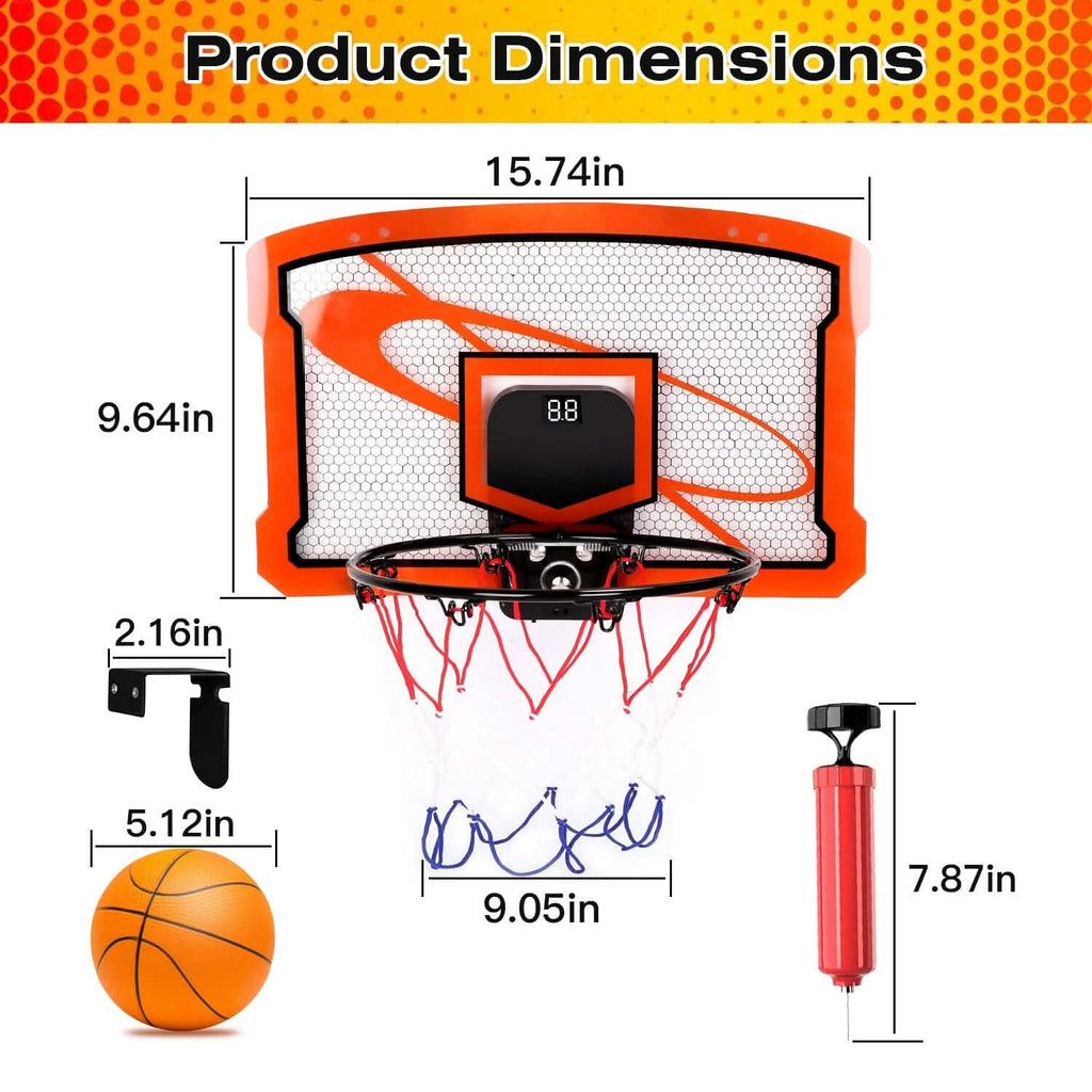 Mini panier de basket d'intérieur avec 4 ballons gonflables et marqueur sonore électrique