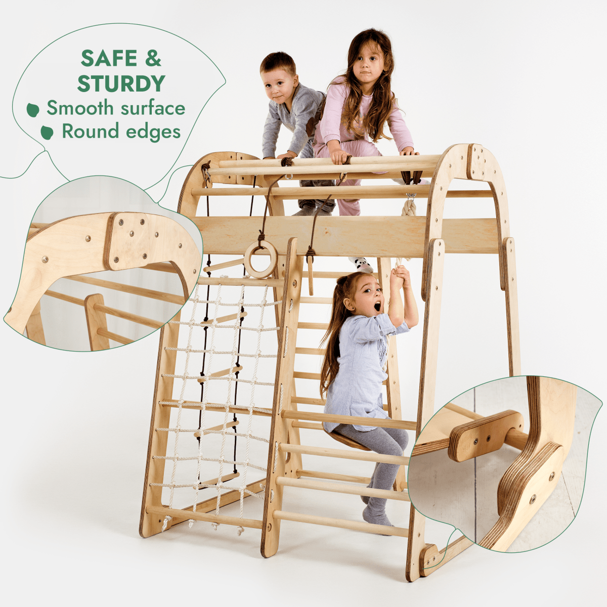 Aire de jeux intérieure pour enfants - Aire de jeux 7 en 1 + Balançoires + Toboggan + Kit d'activités artistiques