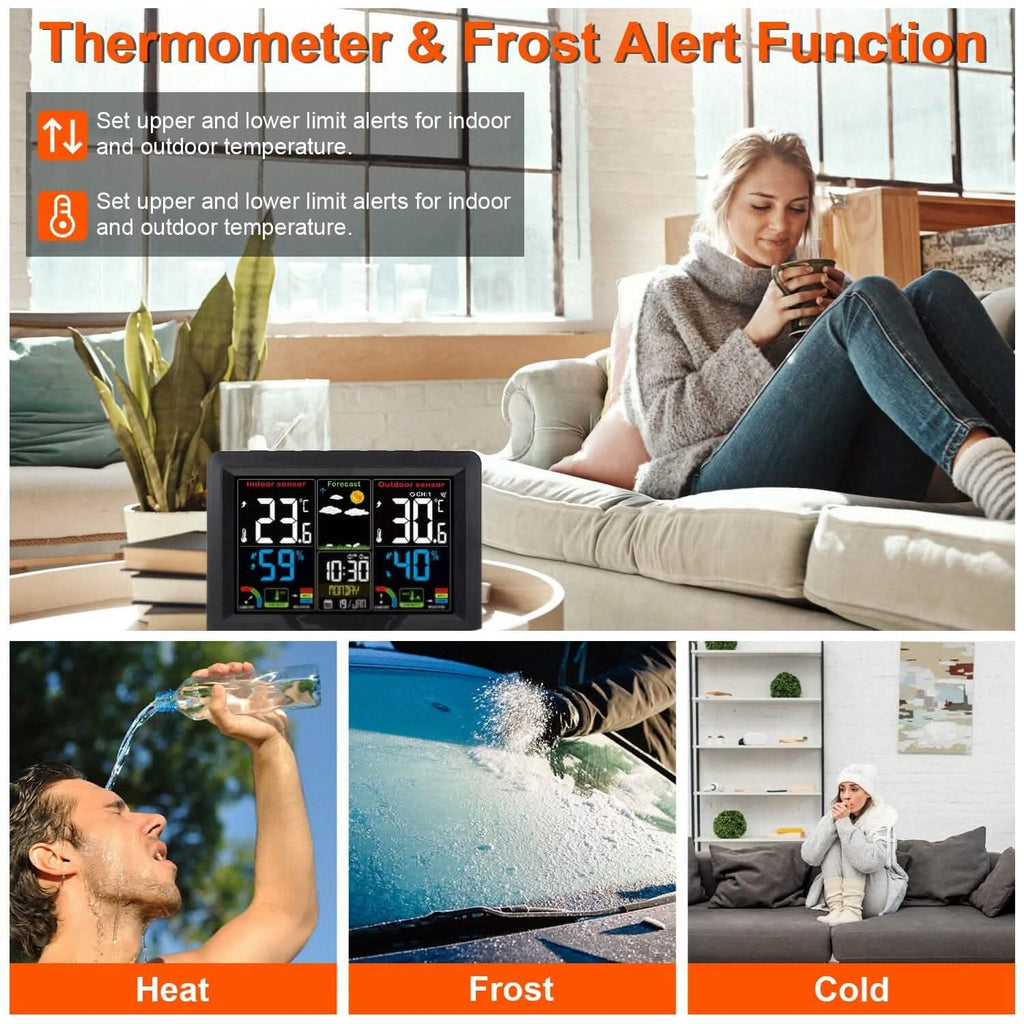 Thermomètre intérieur/extérieur d'humidité de prévision météo avec rétroéclairage