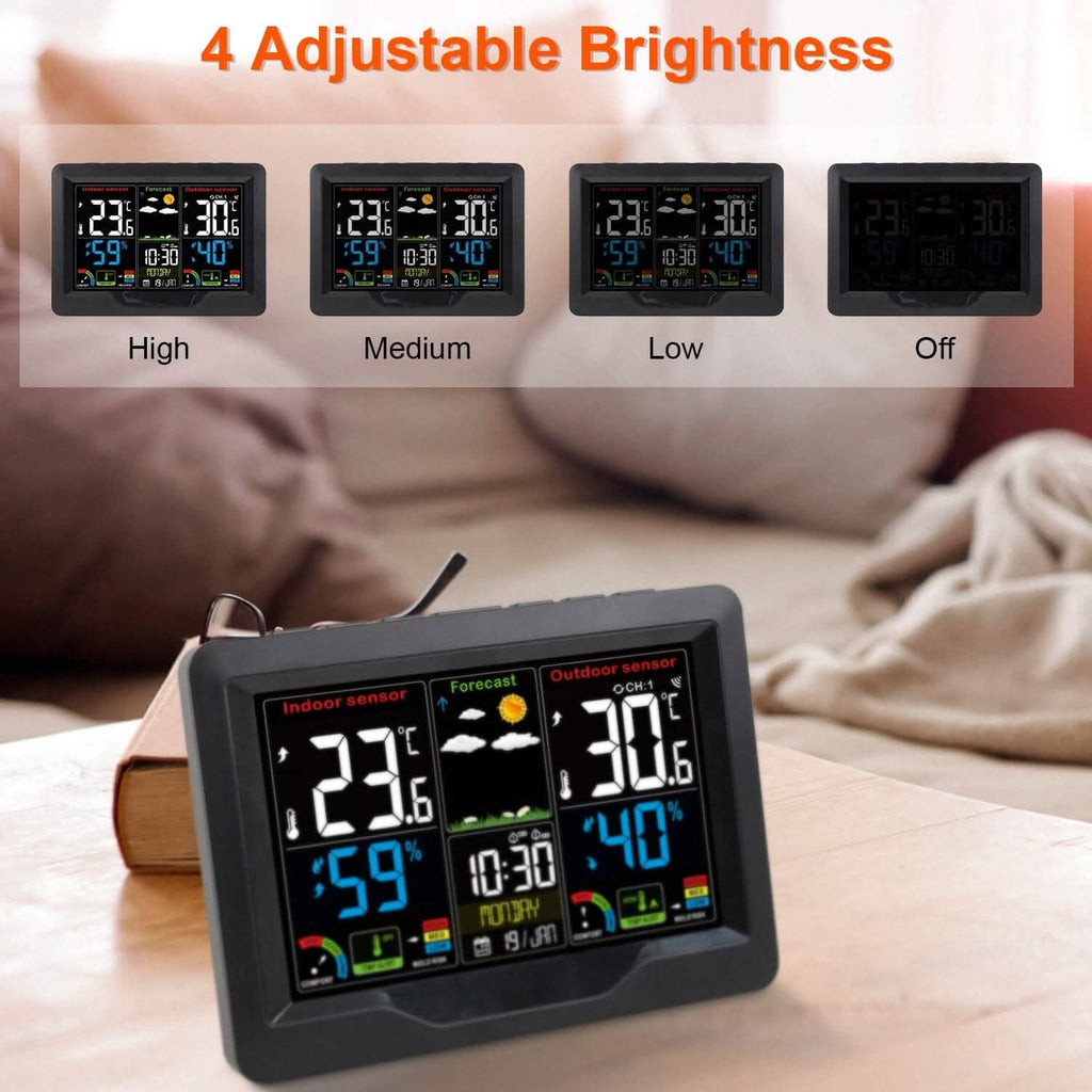 Thermomètre intérieur/extérieur d'humidité de prévision météo avec rétroéclairage