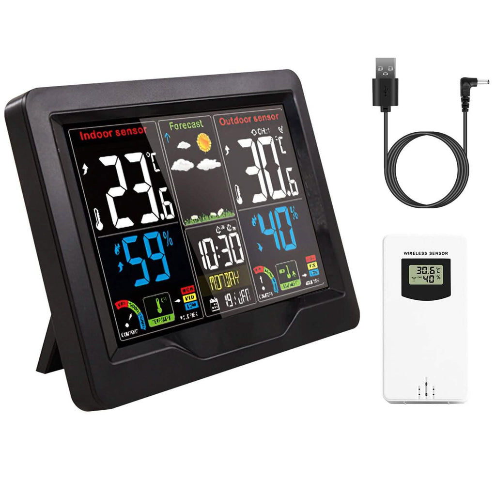 Thermomètre intérieur/extérieur d'humidité de prévision météo avec rétroéclairage