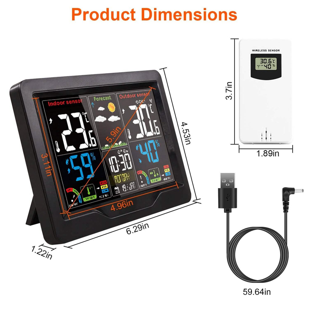 Thermomètre intérieur/extérieur d'humidité de prévision météo avec rétroéclairage