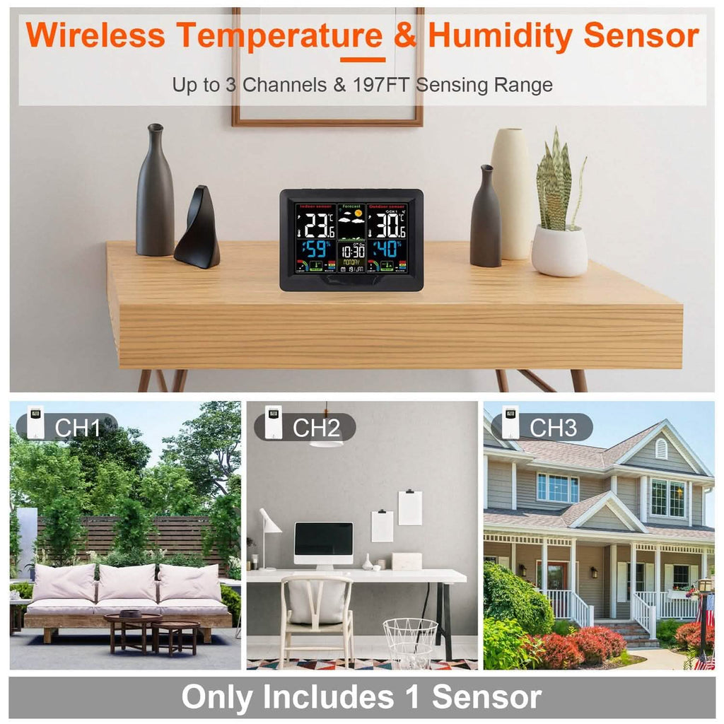 Thermomètre intérieur/extérieur d'humidité de prévision météo avec rétroéclairage