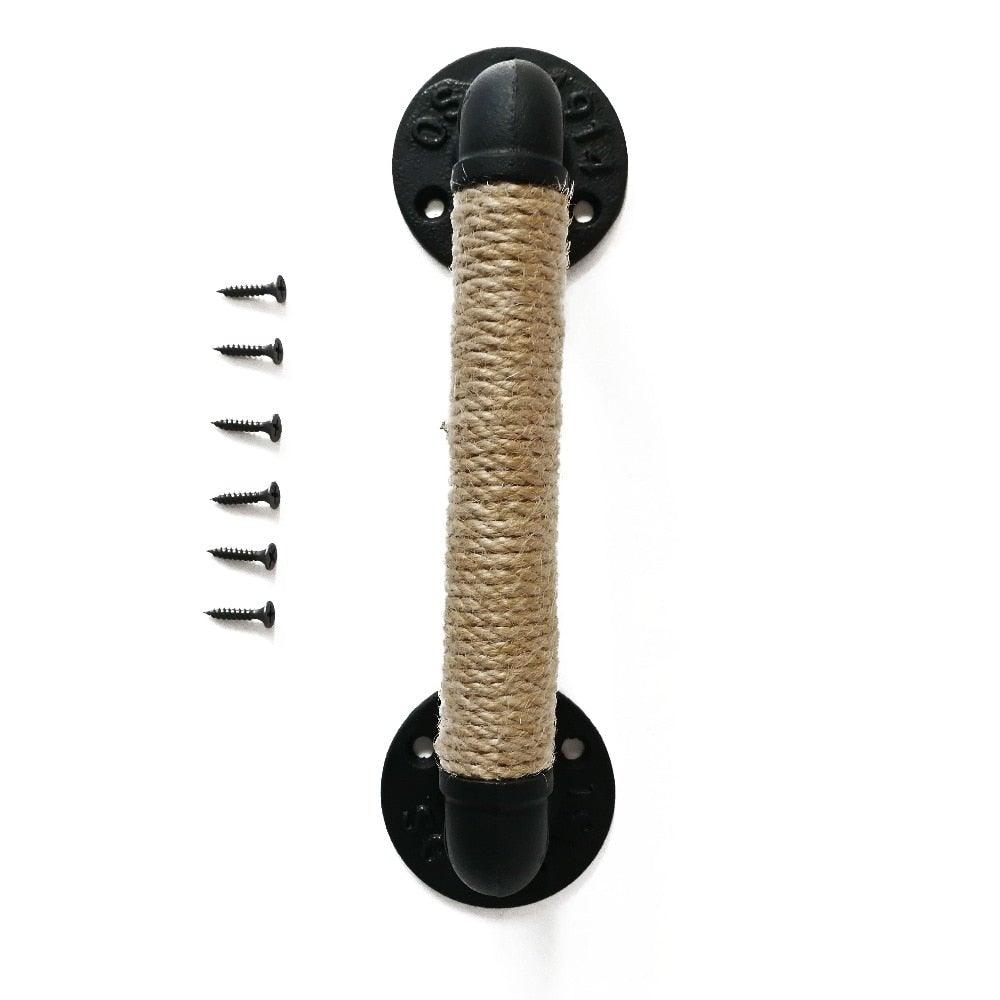 Poignée de meuble style industriel, poignées de porte coulissante en bois de grange, poignées de porte noires antiques vintage européennes en fer forgé, poignée de corde, bouton de tiroir, poignées noires antiques, quincaillerie