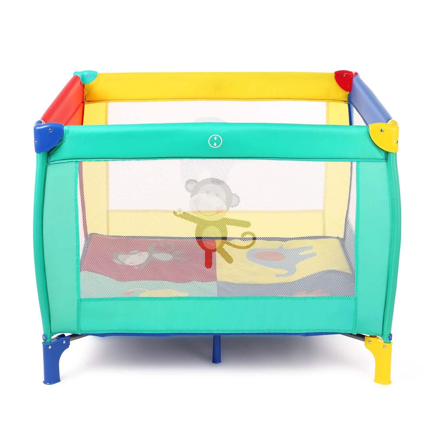 Parc pliant pour bébé et jeune enfant avec matelas et barrière de sécurité