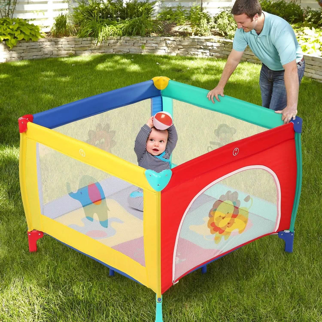 Parc pliant pour bébé et jeune enfant avec matelas et barrière de sécurité