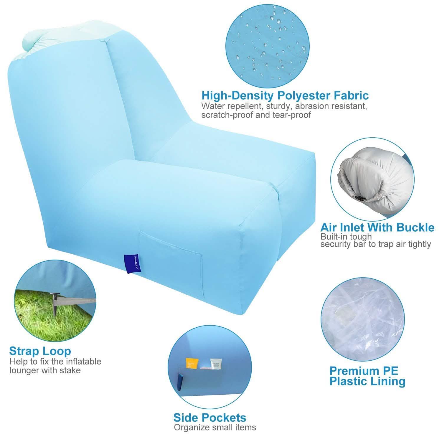 Canapé gonflable avec sac de rangement portable
