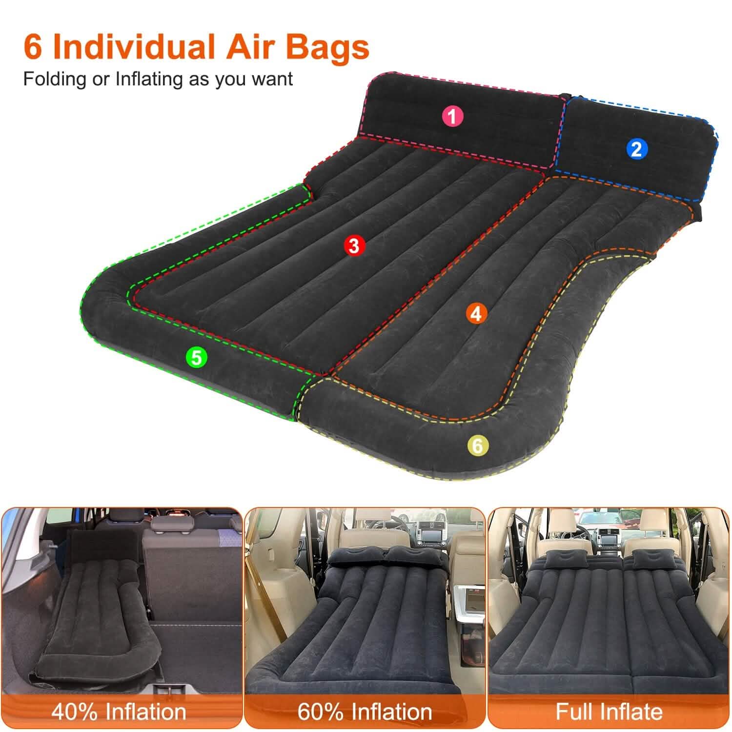 Matelas Gonflable pour SUV, Coussin de Lit de Camping Épais avec Oreiller