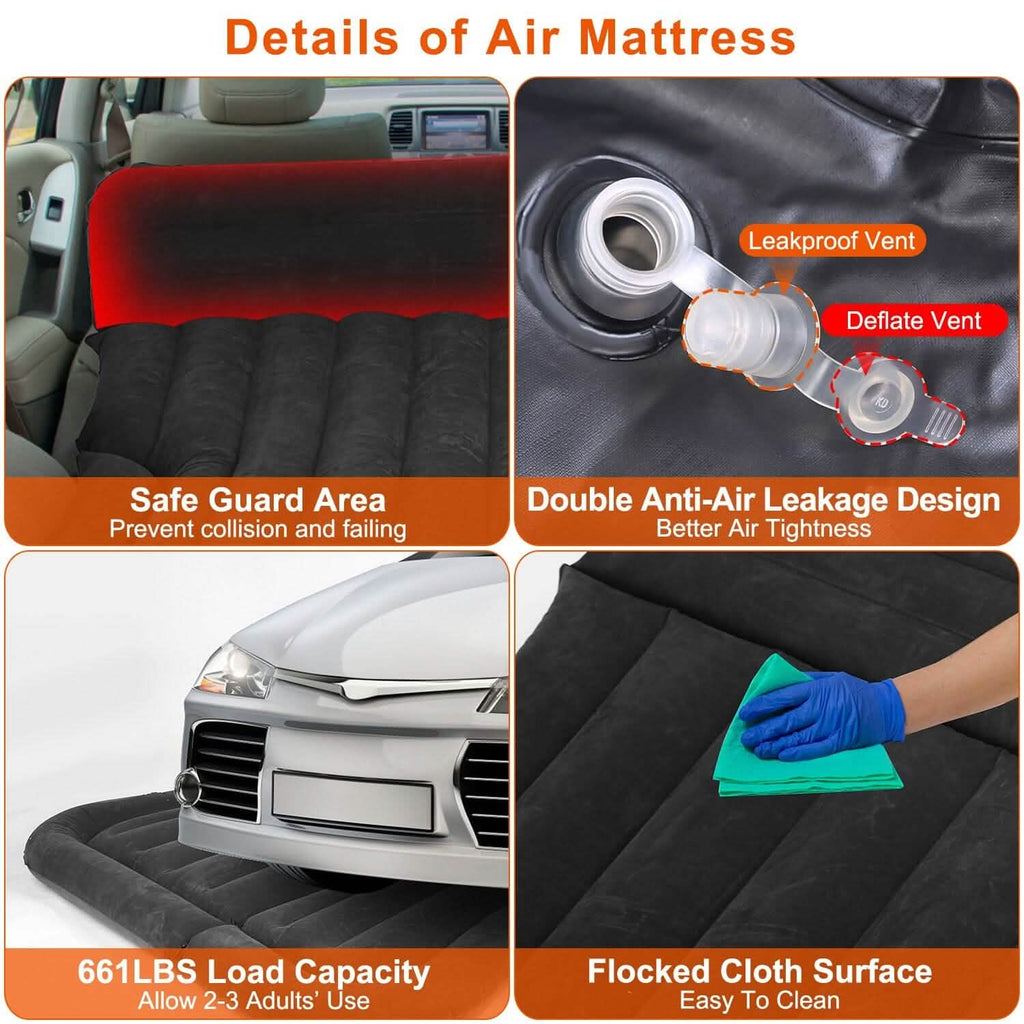 Matelas Gonflable pour SUV, Coussin de Lit de Camping Épais avec Oreiller