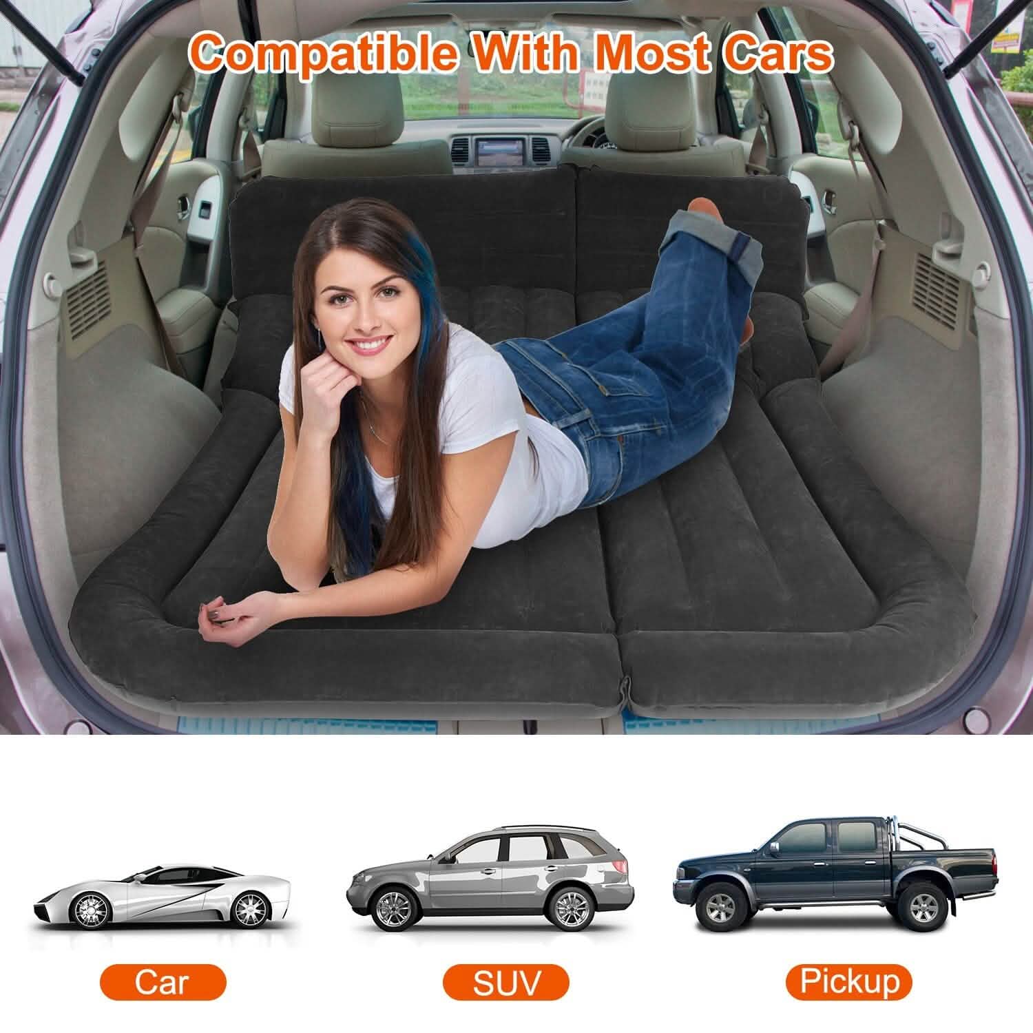 Matelas Gonflable pour SUV, Coussin de Lit de Camping Épais avec Oreiller