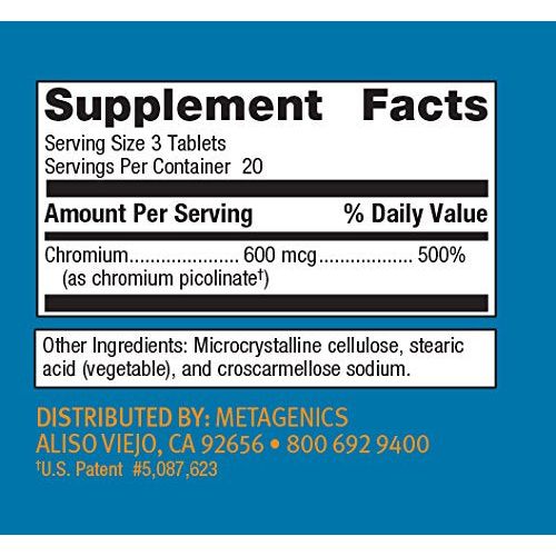 Metagenics Picolinate de chrome - 60 comprimés
