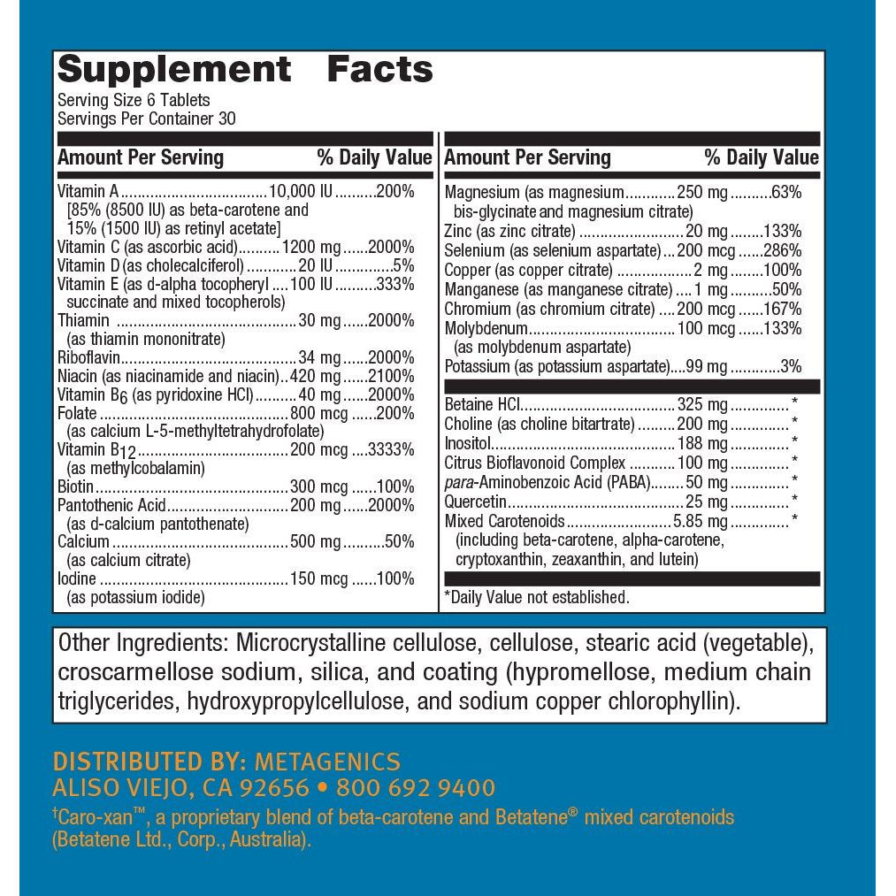 Metagenics Multigenics Without Iron 30 Servings