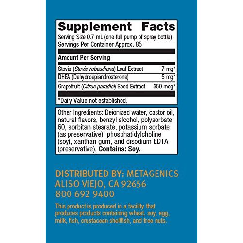Metagenics BioSom Liquid DHEA Spray, DHEA Liposomal 5 mg par pulvérisation, Contribue à soutenir une fonction surrénale saine - 2 fl oz, 85 portions