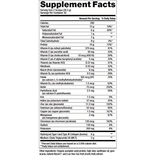 Metagenics Ketogenic Featuring MCT, Pumpkin Seed Protein, and Gum Acacia Vanilla Flavor, 30 Servings