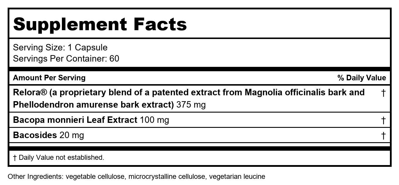 Davinci Labs - Relora avec Bacopa 60 gélules végétales
