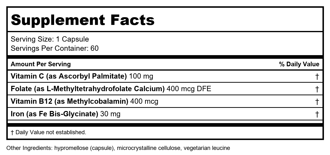 DaVinci Laboratories - Bisglycinate de fer - 60 gélules végétariennes