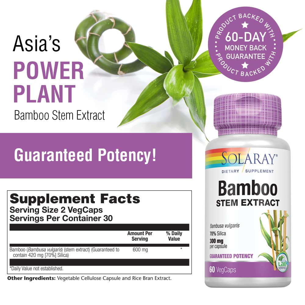 Extrait de tige de bambou Solaray 600 mg 60 VegCaps